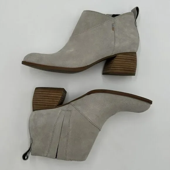 TOMS Leilani Drizzle Grey Suede Ankle Boots Women's Size 7 Western Chunky Heel - Picture 4 of 14
